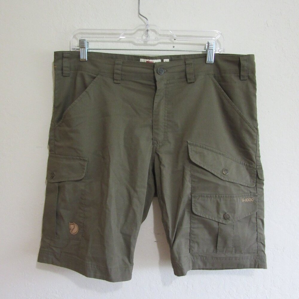 FJALL RAVEN Vidda Pro Life Shorts 36 Olive Green Cargo Button Zip Pockets